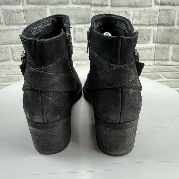 Born Jorgette Suede Black Leather Women's Size 9.5 Buckle Western Ankle Boots - Picture 8 of 14